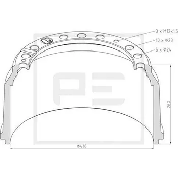 Brzdový buben Buben brzdový přední MB MERCEDES, TATRA
