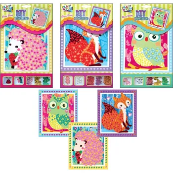 Mozaiková sada Mozaika se třpytivými flitry lesní zvířátka 20,5x17cm