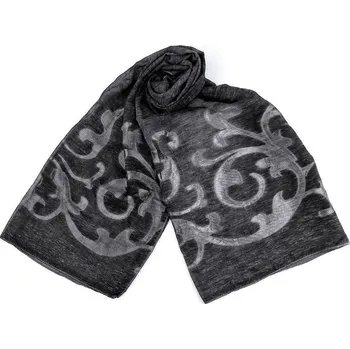Šála Šátek / šála s ornamentem 75x180 cm - 2 šedá tmavá