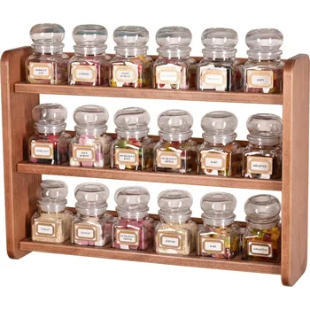 Drátěná police Polička na kořenky 789 - polička s osmnácti skleněnými kořenkami