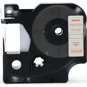 Pásek do tiskárny Kompatibilní páska s Dymo 45012, S0720520, 12mm x 7m červený tisk / průhledný podklad