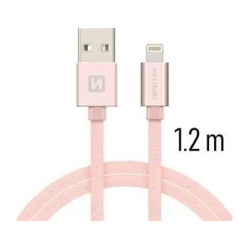 Datový kabel Swissten Datový kabel USB/lightning TEXTILE 1,2m růžovo/zlatý Swissten Datový kabel USB/lightning TEXTILE 1,2m růžovo/zlatý