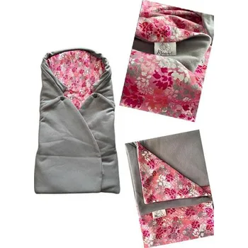 Zavinovačka CARATTI Jarní set (zavinka a deka) Melody by C... šedá/fuchsie kytka