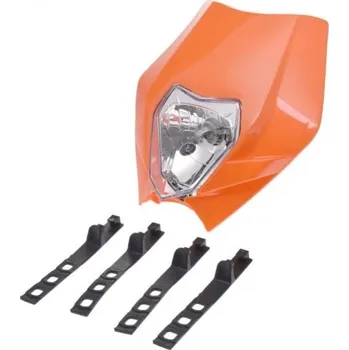 Enduro maska se světlem oranžová - homologované světlo (vhodné pro motocykly: Aprilia, AJP, Beta, Husqvarna, Husaberg, Gas Gas, TM Racing, Honda, Yamaha, Kawasaki, Suzuki, Yamaha, KTM, Fantic, Derbi)