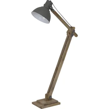 Stojací lampa Šedá dřevěná stojací lampa Elmer cement - 84*26*125 cm