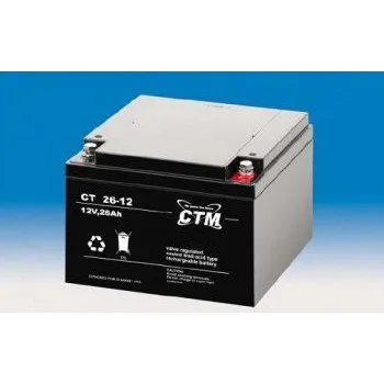Záložní baterie CTM Components GmbH, Německo Olověný akumulátor CTM 12V 26Ah závit M5
