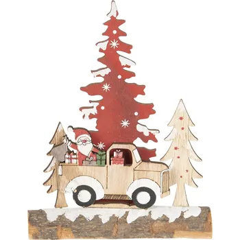 Vánoční dekorace Dřevěná vánoční dekorace se Santou - 6*5*20 cm