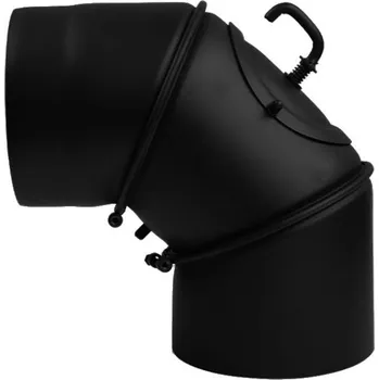 Kouřovod STAHL SYSTEM – Kouřové koleno nástavné s čistícím otvorem a klapkou 0-90°, ø120mm, tl. mat. 2mm