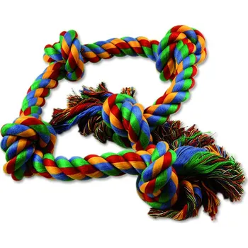 Hračka pro psa Uzel DOG FANTASY bavlněný barevný 5 knotů 95 cm
