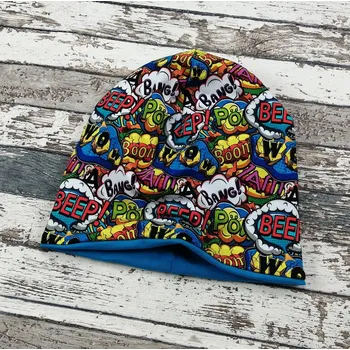 Kojenecká čepice Yháček Šmoulí čepička Yháček, oboustranná, KOMIX Velikost:: XS