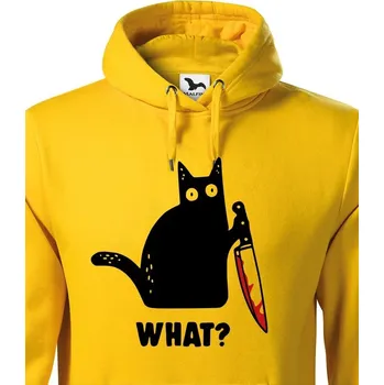 Pánská mikina Pánská mikina s kočkou What, Barva Žlutá, Velikost L, Canvas Pánská mikina Bezvatriko.cz 1
