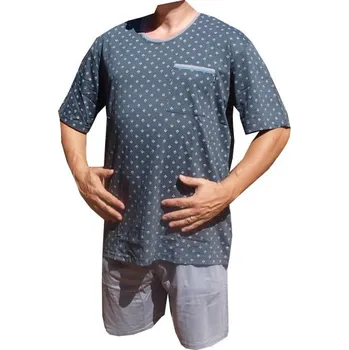 Pánské pyžamo xcena Pánské bavlněné pyžama tmavě šedé Velikost: XXXL
