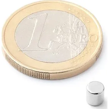 Dekorativní magnet Neodymový magnet kotouč Ø 4 mm, v. 4 mm, diametral, síla 500 g