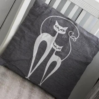 Povlak na dekorativní polštářek Povlak na polštář šedý Dvě kočky 40x40cm