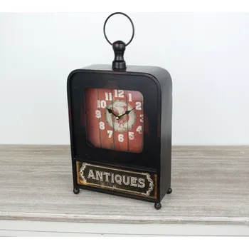 Hodiny Stolní kovové hodiny s kohoutem Antiques