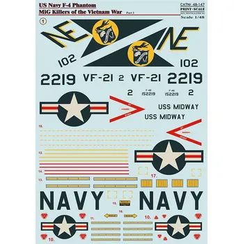 Plastikový model Print Scale 1/48 US NAVY F-4 Phantom Vietnam I. (wet decals)