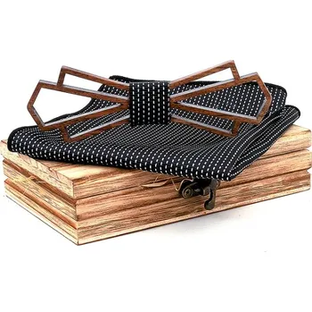 Dřevěný motýlek - Geometrický dvojitý