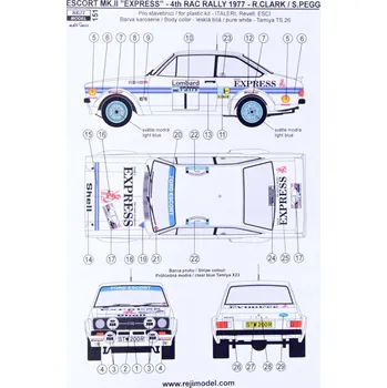 Plastikový model Reji model 1/24 Ford Escort Mk.II - 4th RAC Rally 1977
