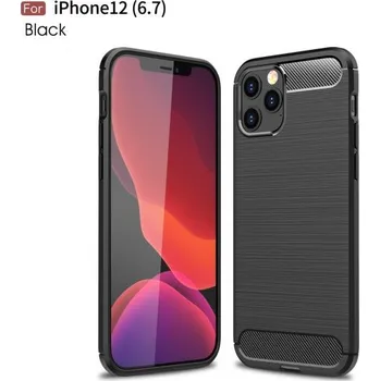 Pouzdro na mobilní telefon Kryt s texturou broušeného karbonu pro iPhone 12 Pro Max - černý