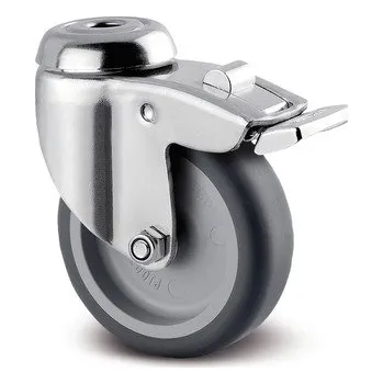 Dvoukolový ruční vozík Nerezové přístrojové kolečko PJO 75, otočné s brzdou,středový šroub