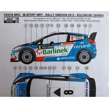 Plastikový model Reji model 1/24 Ford Fiesta WRC Rally Sweden 2012 (Solowow)