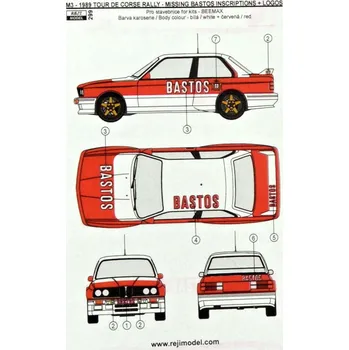 Plastikový model Reji model 1/24 BASTOS logo - M3 Rally Tour De Corse 1989