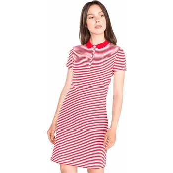 Dámské šaty Tommy Hilfiger New Chiara Polo červené/bílé M