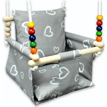 Dětská houpačka KIZ Stylová houpačka Velvet Kimi - šedé srdce