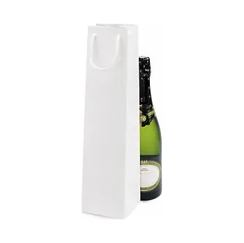 Dárková taška Dárková taška na láhve z lakovaného papíru 100x100x400mm, bílá - Balení po 1 ks