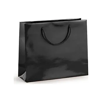 Dárková taška Dárková taška z lesklého papíru černá 300x250x100 mm - Balení po 1 ks