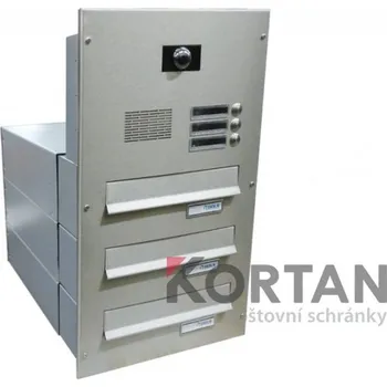 Poštovní schránka 3x poštovní schránka B-042 k zazdění do sloupku + čelní deska s 3x zvonkem a kamerou ABB - NEREZ