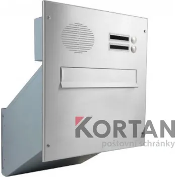 Poštovní schránka 1x poštovní schránka D-241 k zazdění do sloupku + čelní deska s 2x zvonkem a přípravou pro HM - NEREZ / šedá