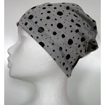 Čepice Fantom Bavlněná SLABÁ čepice s potiskem - šedá s puntíky velikost: 50