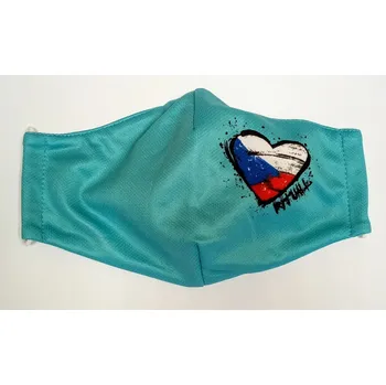 rouška Rituall Rouška Vlajka srdce světle modrá XL