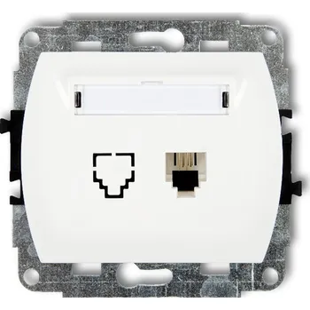 Elektrická zásuvka KARLIK Zásuvka telefonní jednoduchá 1xRJ12, 4-kontaktní stříbrná