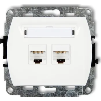 Elektrická zásuvka KARLIK Zásuvka počítačová dvojitá 2xRJ45, 8-kontaktní zlatá