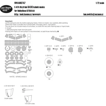 Plastikový model New Ware 1/72 C-47A Skytrain Basic kabuki masks