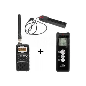 Diktafon Souprava pro odposlech WSR-2: štěnice v prodlužovačce, přijímač Uniden a diktafon k záznamu zvuku Spy Shop 6430053684904