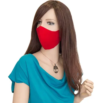 Bavlněná rouška pro dospělé s kapsou červená