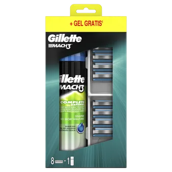 Gillette Mach3 náhradní hlavice 8 ks + Sensitive gel na holení 200 ml