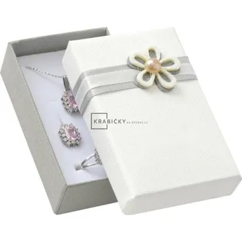 Dárková krabička JKBox Dárková krabička na soupravu šperků šedá s kytičkou