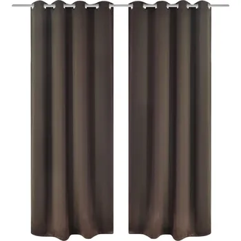 Závěs VidaXL Zatemňovací závěsy s kovovými oky hnědé 2 ks 135 x 175 cm