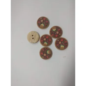 Knoflík Knoflík dvoudírkový plastový dekor dřevo se vzorem průměr: 15 mm, Gramáž: plastový