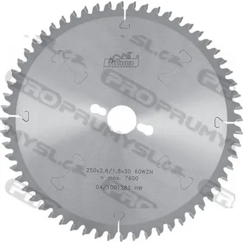 Pilový kotouč Pilový kotouč pro řezání dřeva s SK, negativní úhel čela, 225381, 250x2,8x30 mm WZ N-80 Z