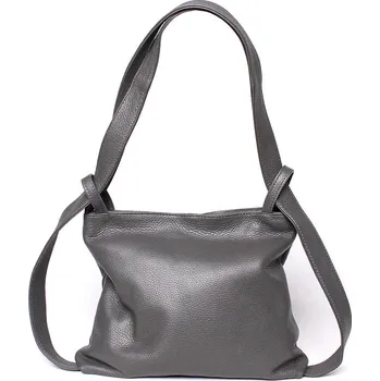 Kabelka Kabelka a batoh v 1 - kožená šedá kabelka na rameno a batoh 42