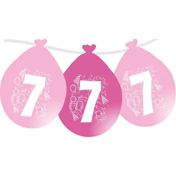 Party dekorace Balonky narozeniny číslo 7, visící 5ks růžové balonky.cz b80077