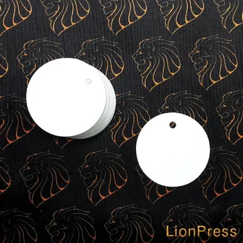 Jmenovka na stůl visačka bílá kolečko (papírová bílá visačka / jmenovka)