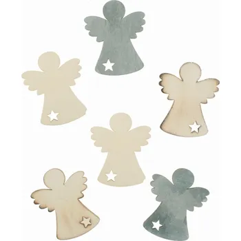 Vánoce Dřevění andělé 6 cm, 6 ks 3827