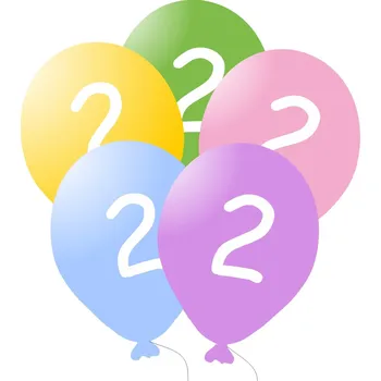 Balónek Balonky narozeniny 5ks s číslem 2 mix - balonky.cz b80082