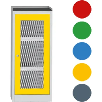 Skříň na chemikálie, drátěné dveře, 1180 x 505 x 500 mm Barva dveří: šedomodrá RAL 7031